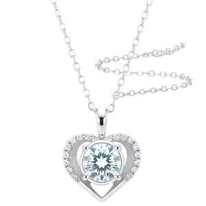 Over 1 Ctw Bezel Set Moissanite Sterling Silver Heart Pendant Necklace + GRA NIB